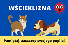 Pies i kot z napisem wścieklizna