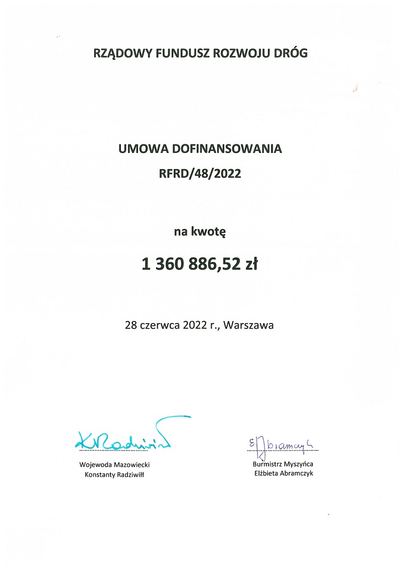 Oficjalna informacja o dofinansowaniu