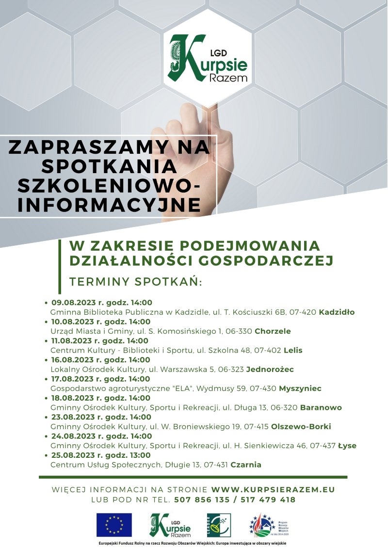 Spotkania szkoleniowo-informacyjne - LGD Kurpsie Razem