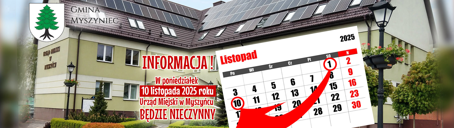 Informacja o wolnym dniu 10 LISTOPADA 2025