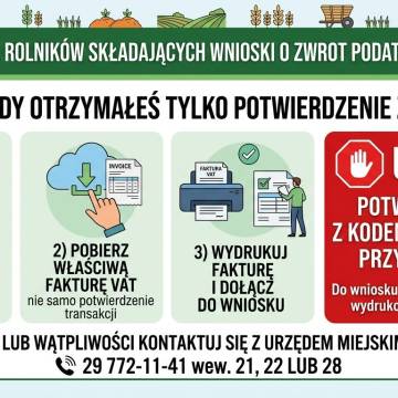 INFORMACJA DLA ROLNIKÓW SKŁADAJĄCYCH WNIOSEK O ZWROT PODATKU AKCYZOWEGO, KTÓRZY PRZY ZAKUPIE PALIWA OTRZYMALI KOD QR