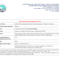 Ostrzeżenie meteorologiczne Nr 60