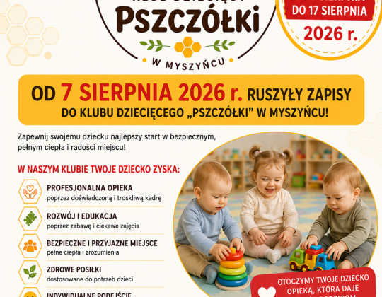 Ruszyły zapisy do Klubu Dziecięcego „Pszczółki” w Myszyńcu!